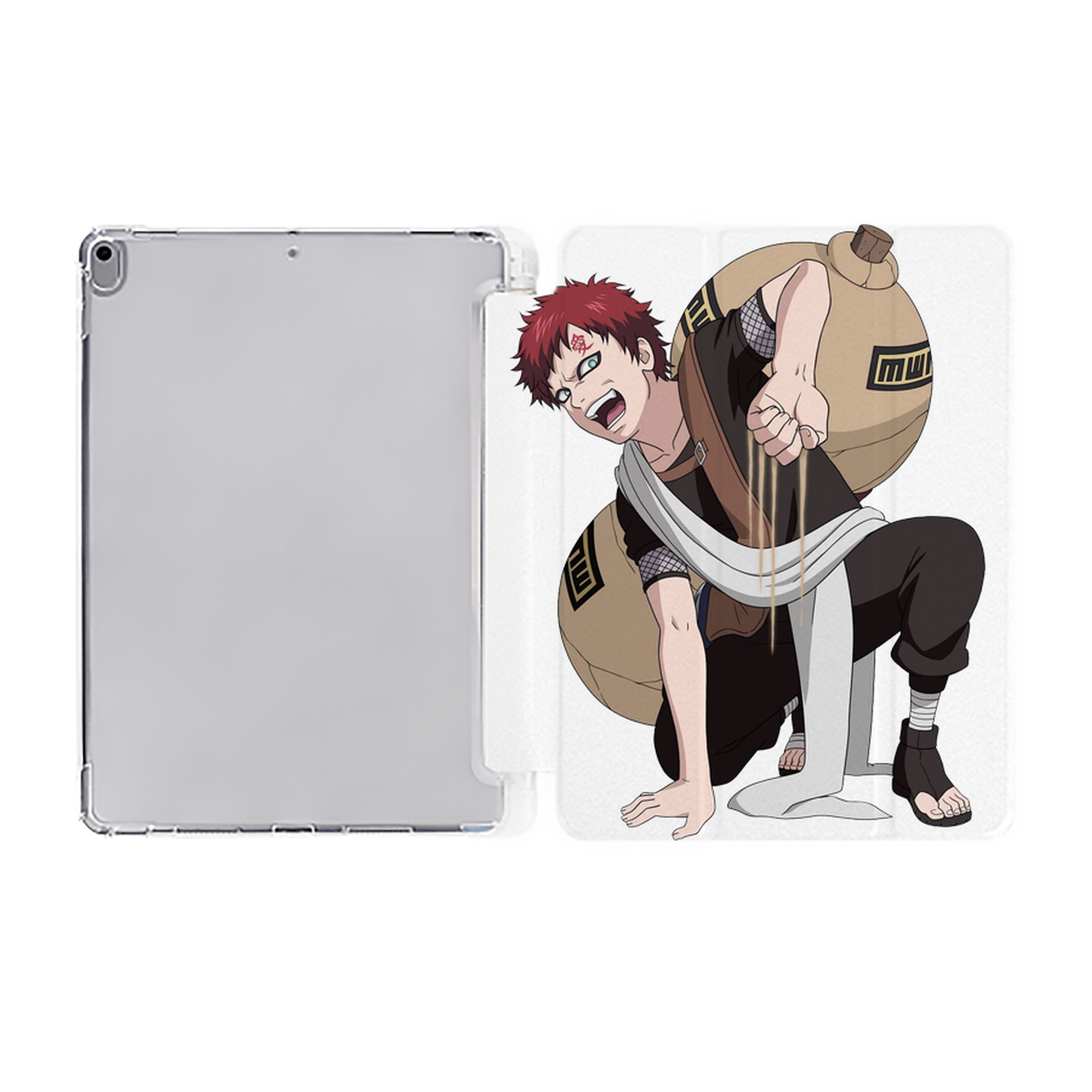 （画像用） NARUTO -ナルト- ガアラ Gaara IPad ケース ペン収納付き 三つ折りスタンド PUレザー×シリコン 対応機種9.5/10.5/10.9インチ